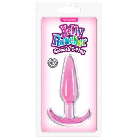 Гладкая розовая анальная пробка Jelly Rancher T-Plug Smooth - 10,9 см.