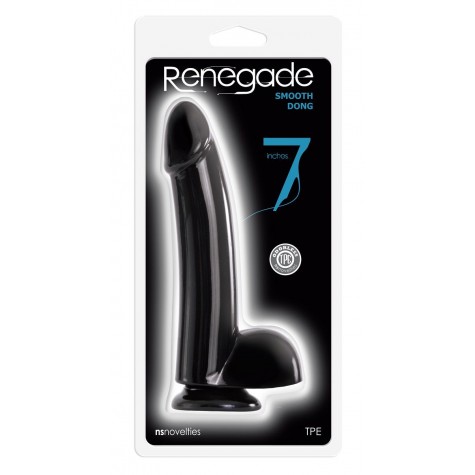 Чёрный гладкий фаллоимитатор Renegade 7 Smooth Dong - 19,8 см.