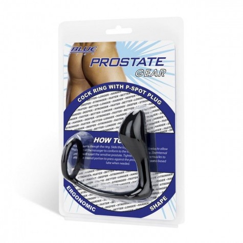 Стимулятор простаты с фиксацией эрекционным кольцом Prostate Gear