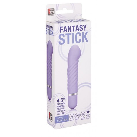 Фиолетовый мини-вибратор с увеличенной головкой и рёбрами NEON FANTASY STICK PURPLE - 11 см.