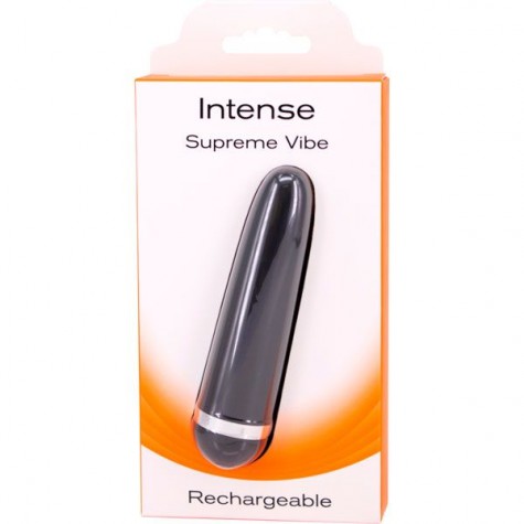 Черная перезаряжаемая вибропуля INTENSE SUPREME VIBE - 9,5 см.